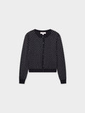 Open Knit Diamond Crew Cardigan-Silver