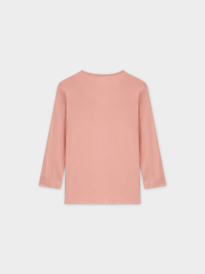BASIC HIGH V TEE 3Q-PEACH