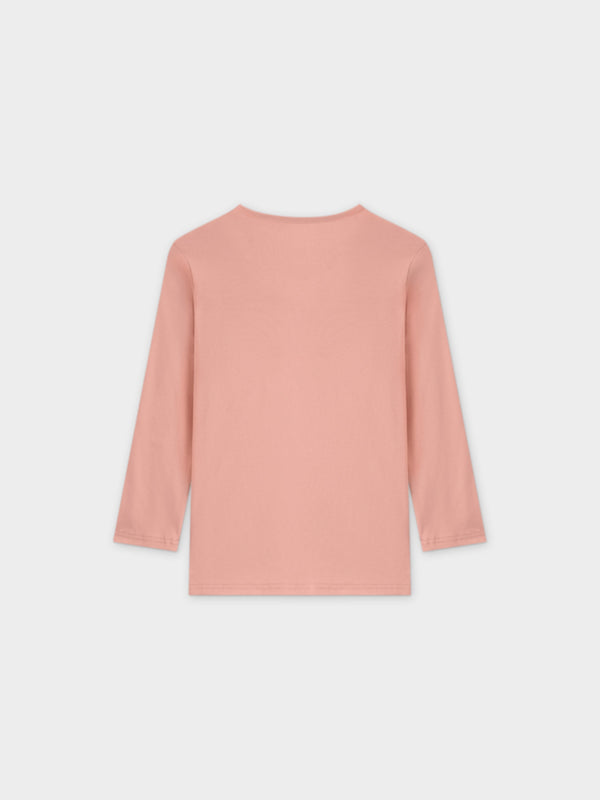 BASIC HIGH V TEE 3Q-PEACH