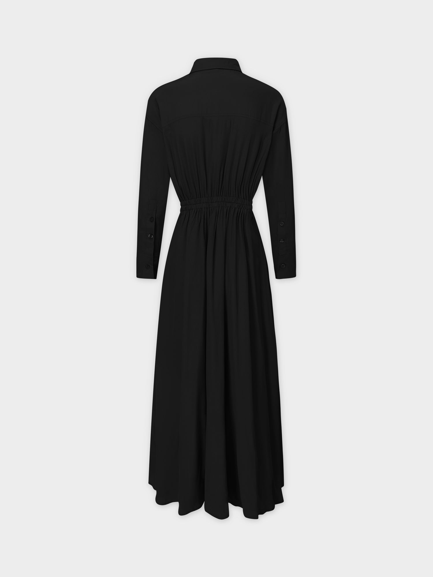 ELASTIC WAIST SHIRTDRESS-BLACK