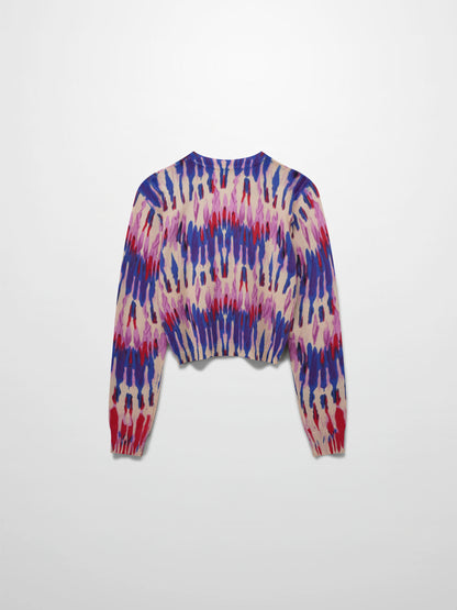 Buttoned Cardigan-Pink Watercolor