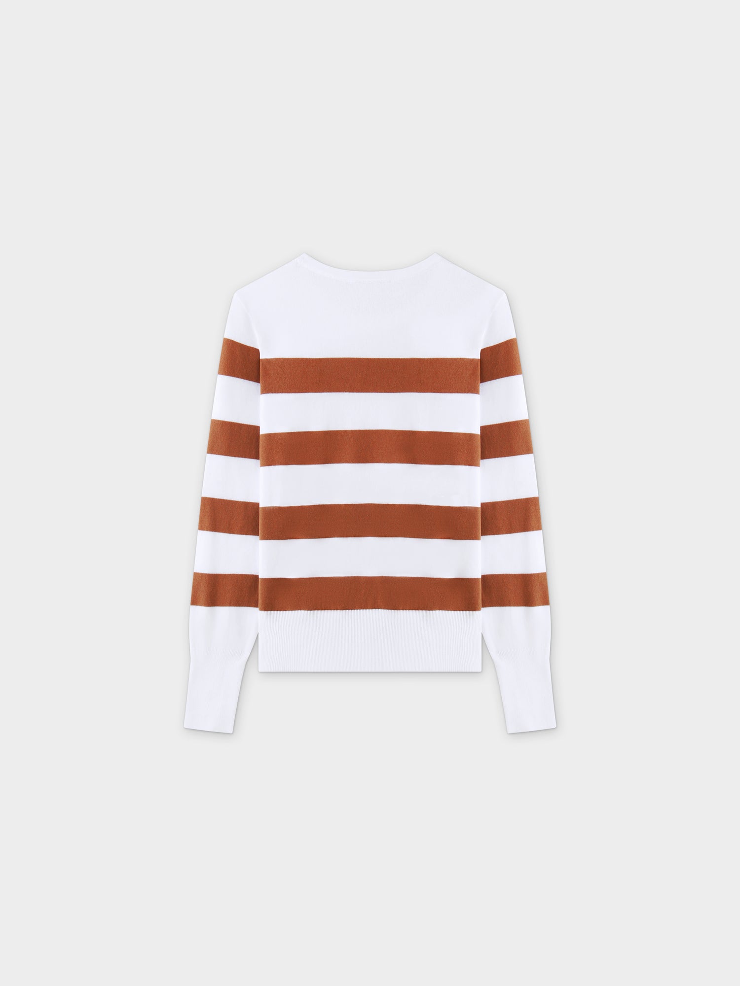 Striped Cotton Sweater-Brown