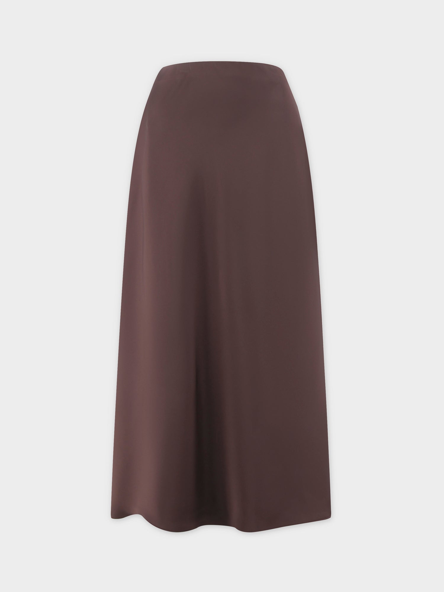 Solid Satin Slip Skirt-Chocolate Brown