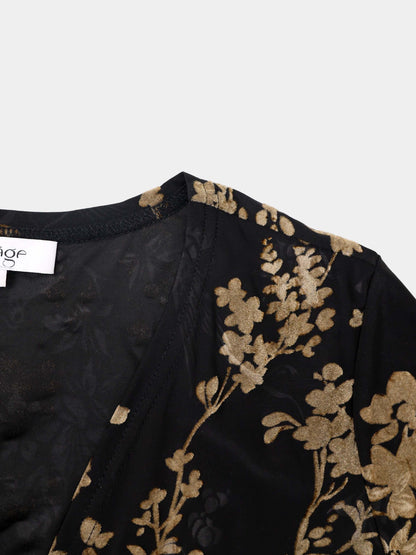 Velvet Wrap Dress - Taupe Floral