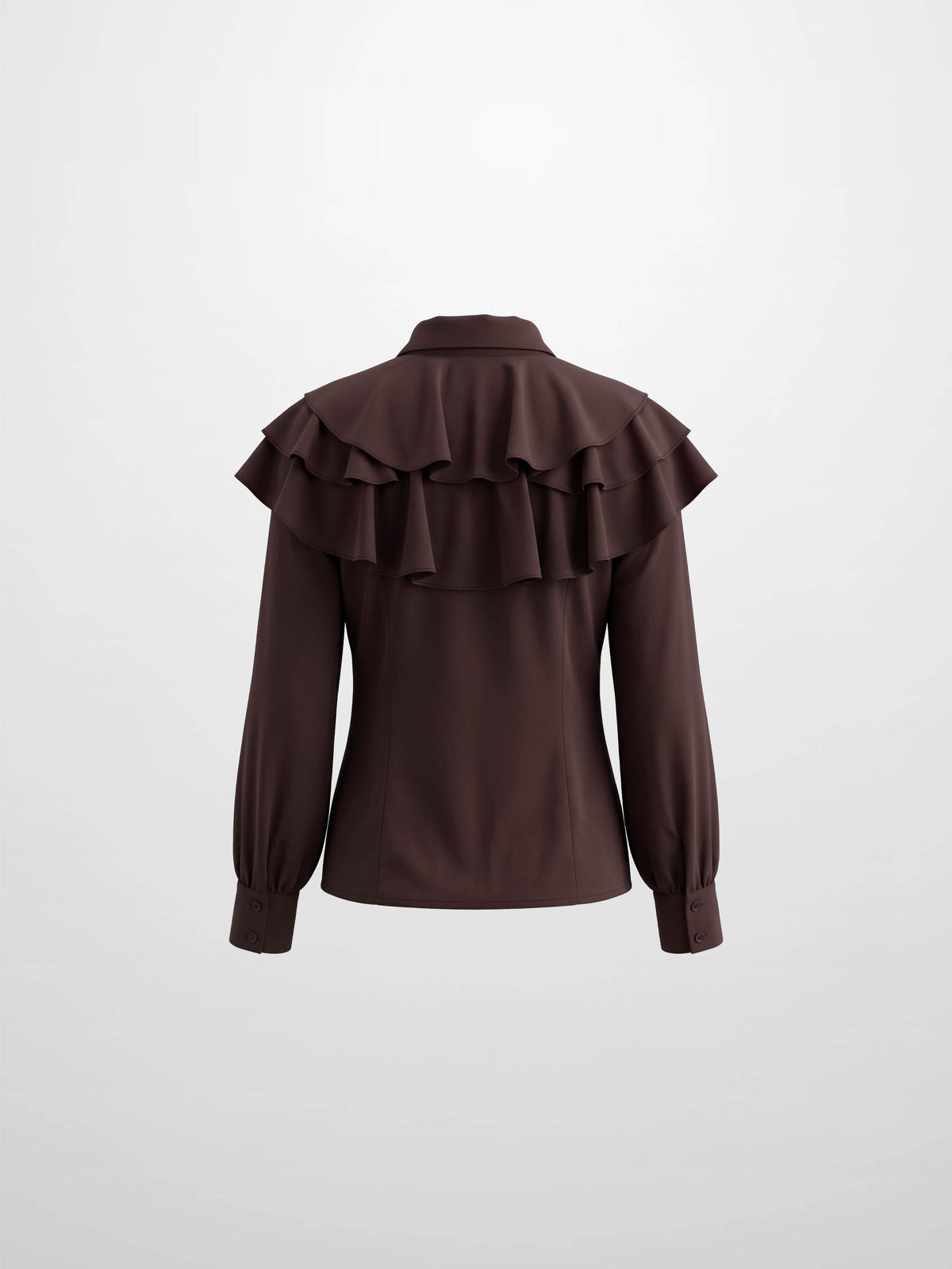 Double Ruffle Faux Satin Blouse - Wine