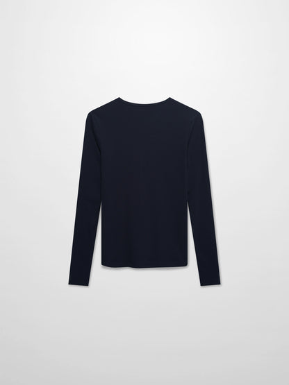 Soft Ribbed High V Tee-Navy