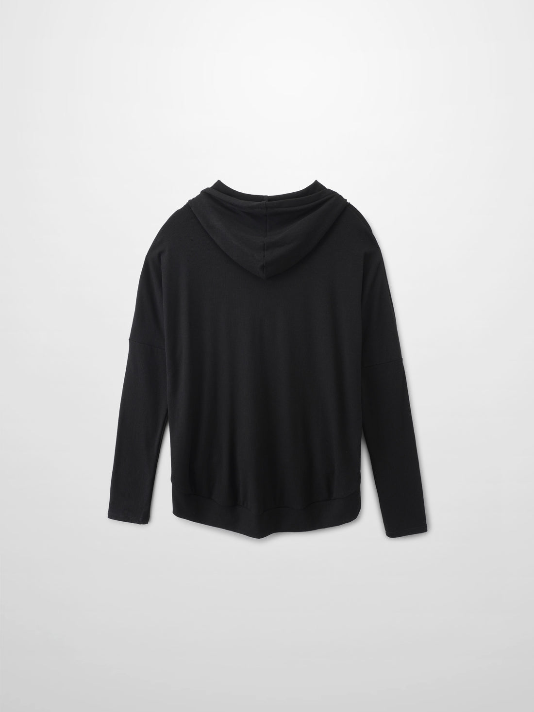 Ribbed Half Zip Hoodie Tee-Black