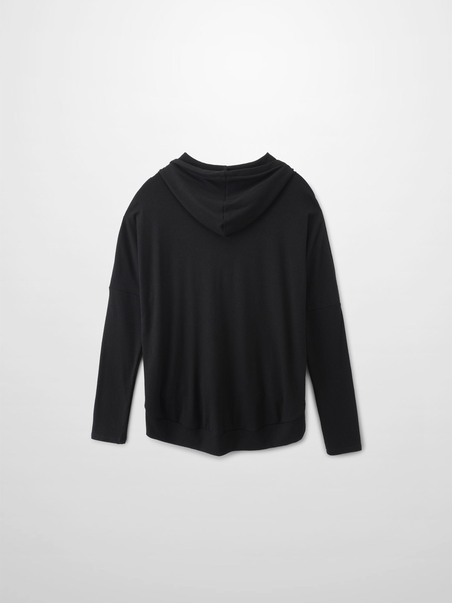 Ribbed Half Zip Hoodie Tee-Black
