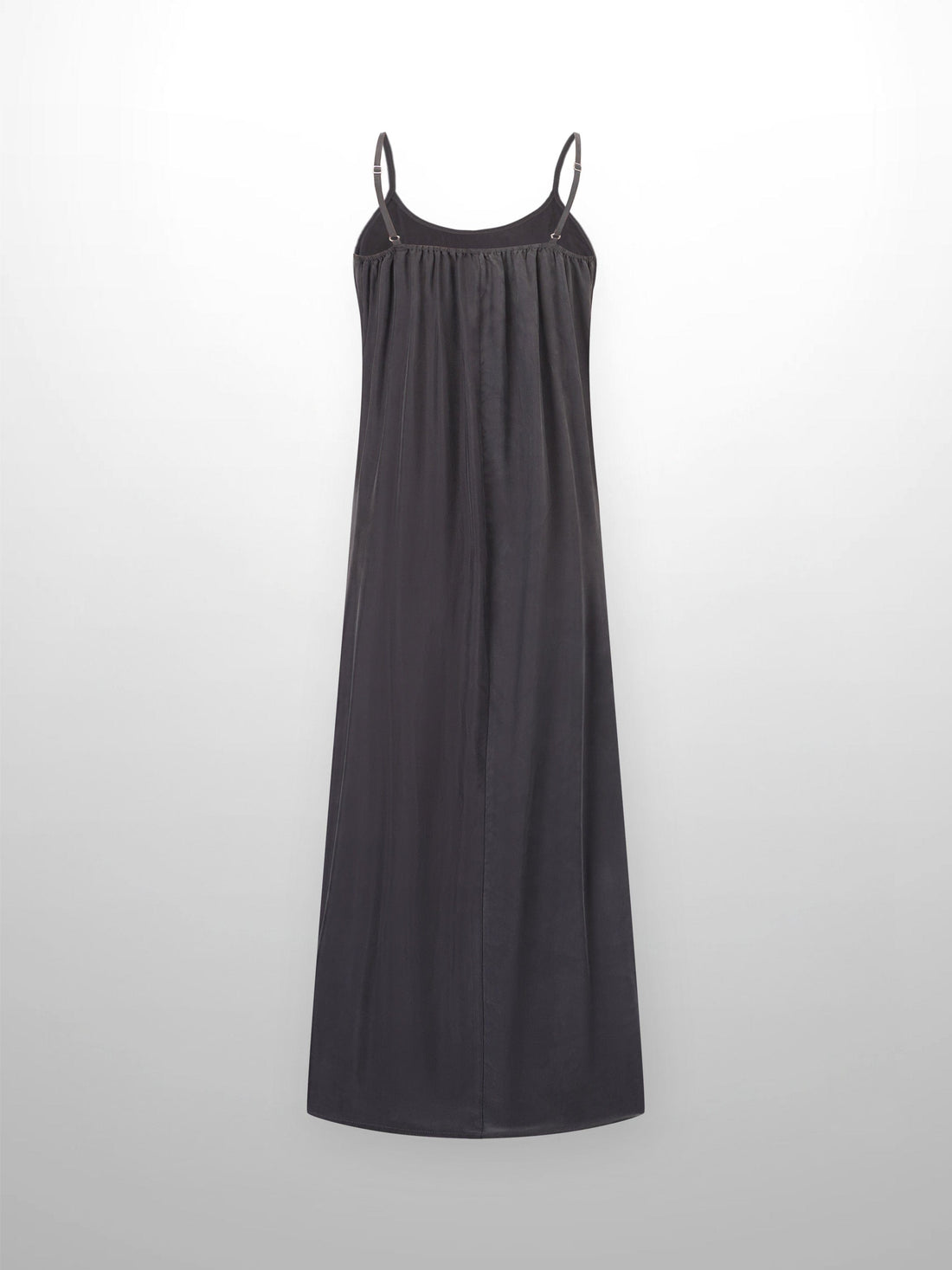 Cupro Crew Neck Slip Dress-Grey