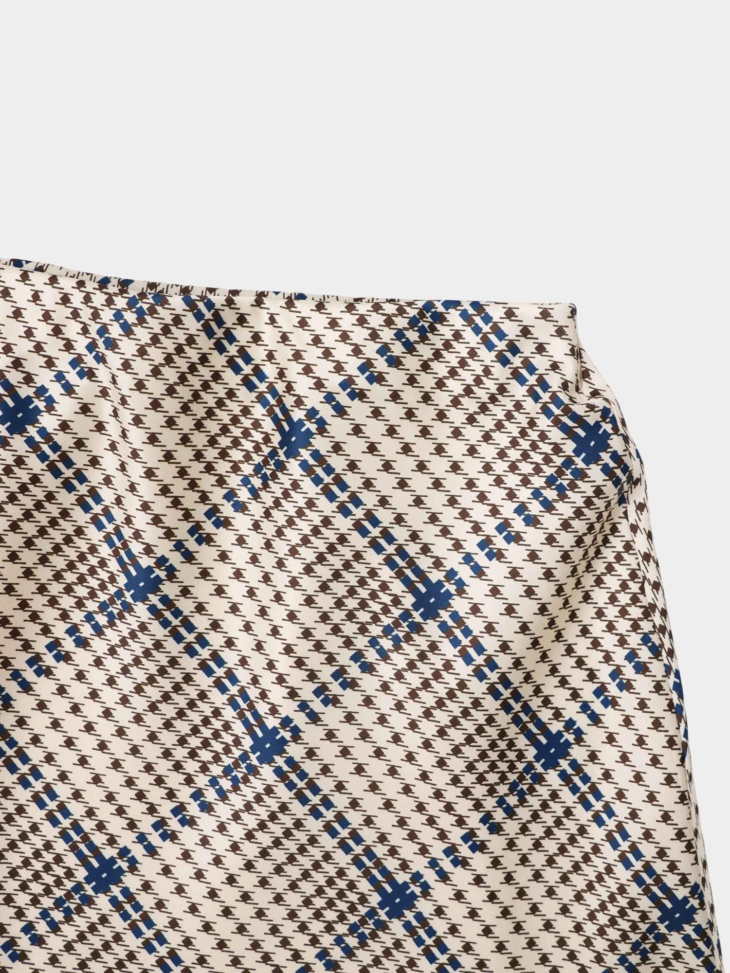 Print Slip Skirt-Brown Houndstooth