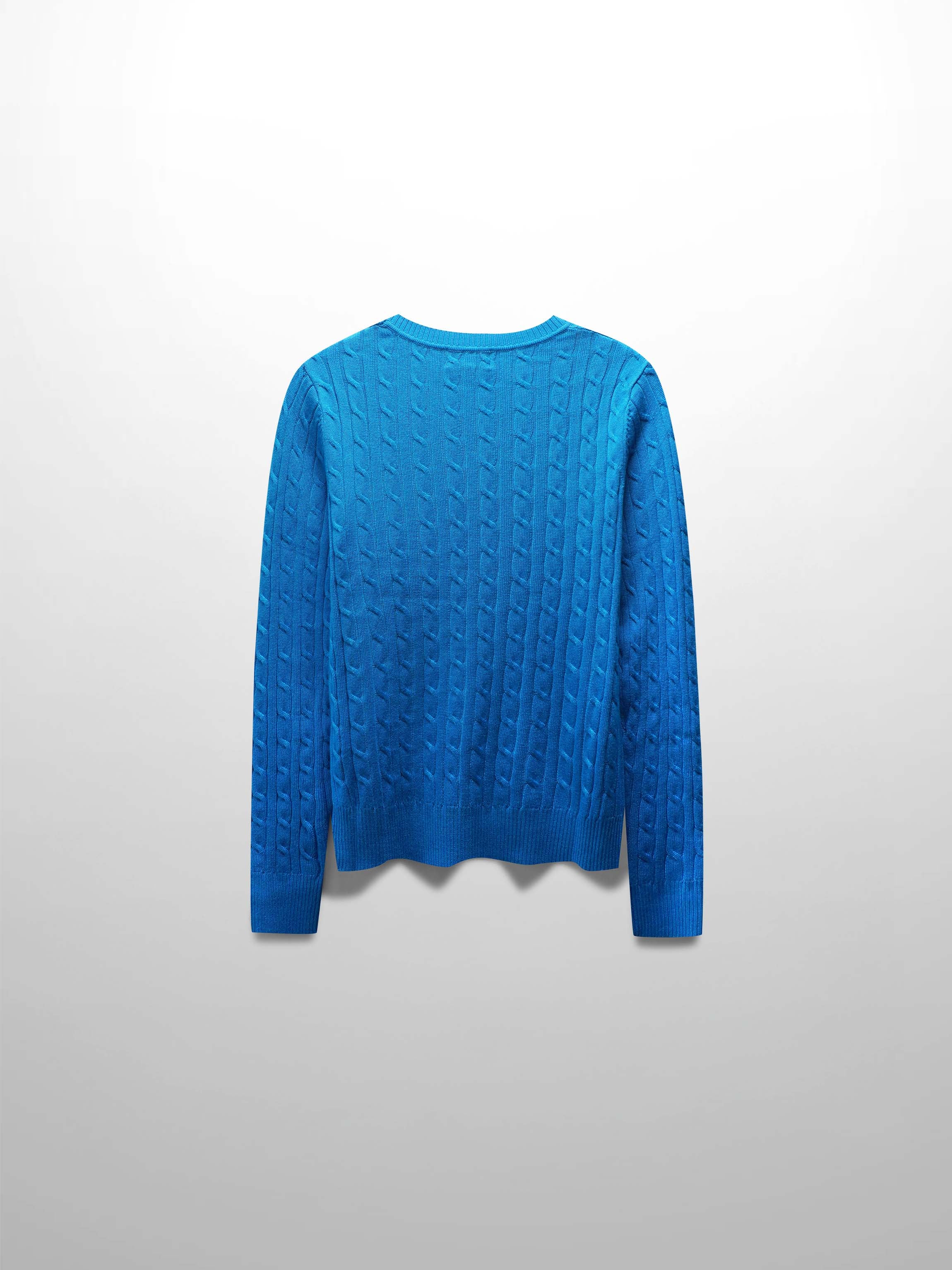 Knit Cable Sweater-Summer Cobalt Blue