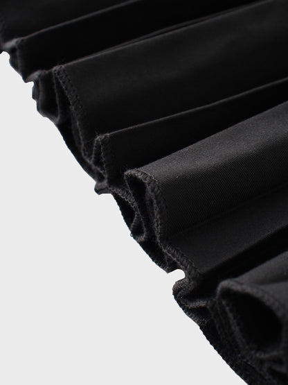 Mix Pleat Skirt-Black