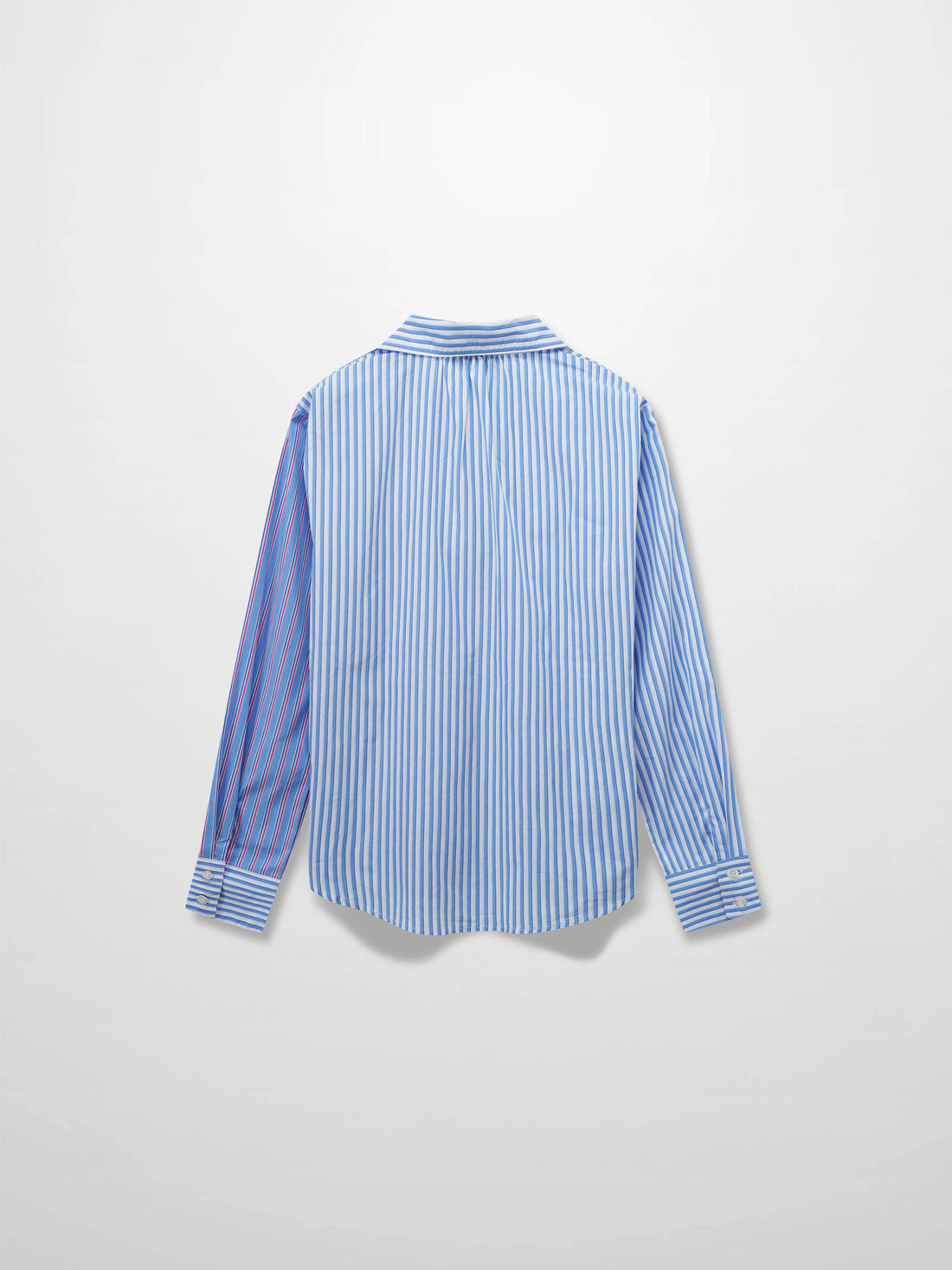 Mix Pinstripe Button Down Shirt-Blue