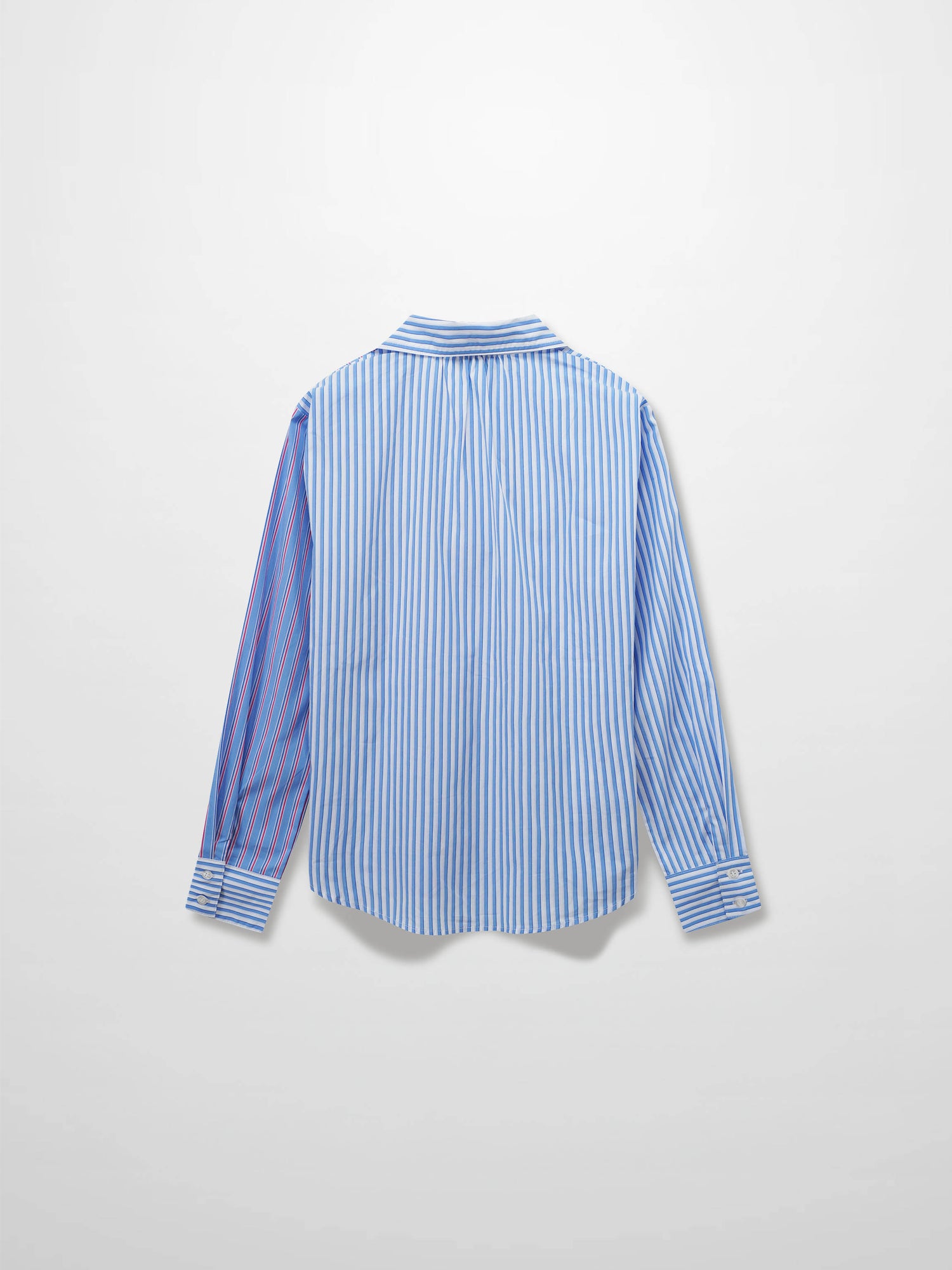 Mix Pinstripe Button Down Shirt-Blue