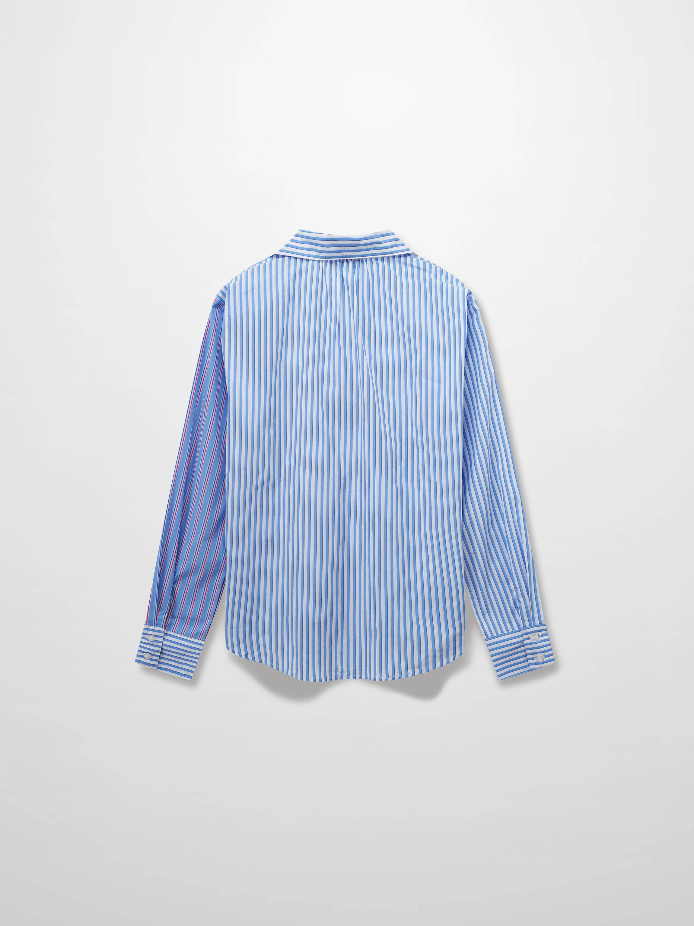 Mix Pinstripe Button Down Shirt-Blue