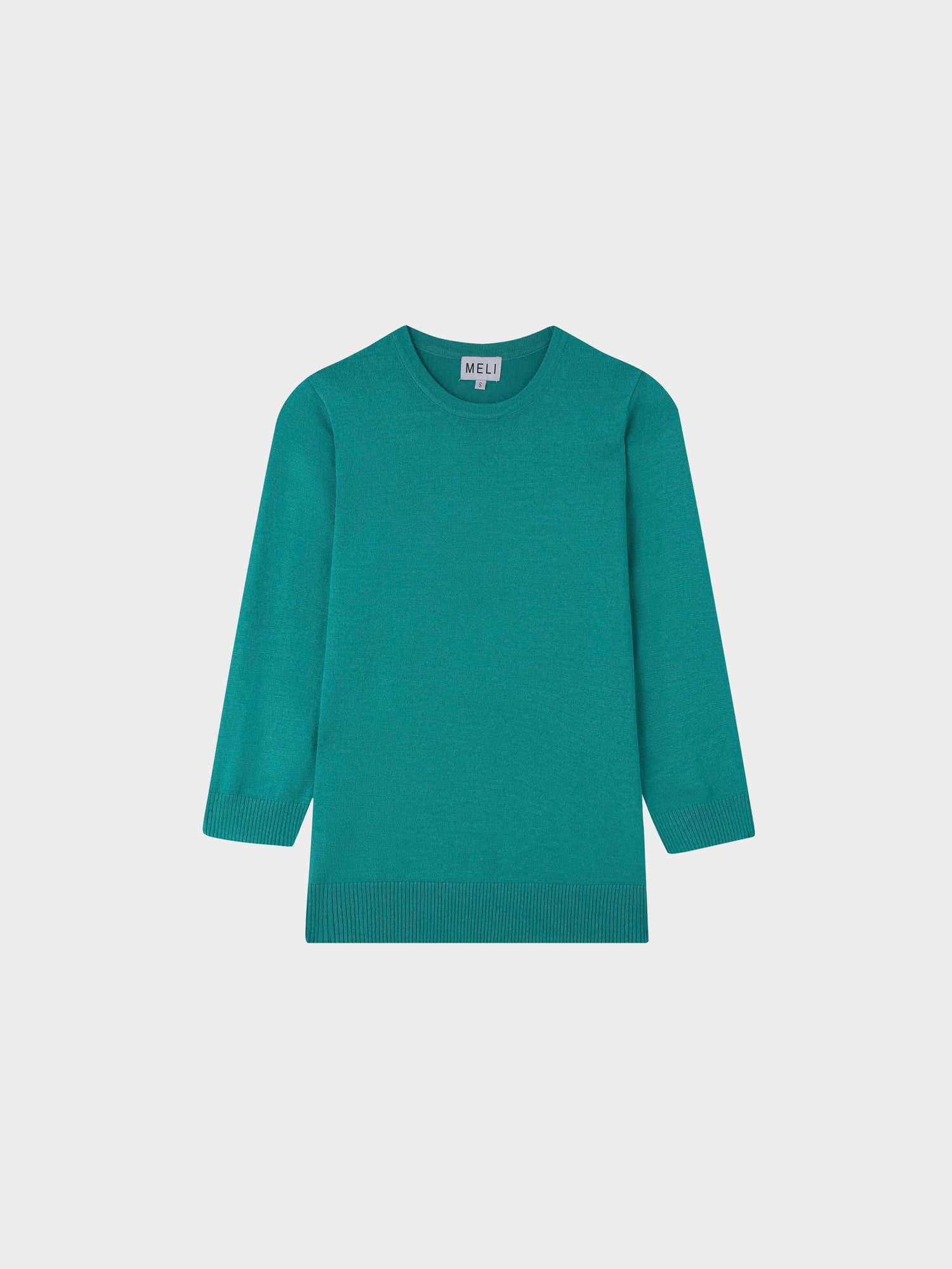 Basic Crew Sweater 3Q-Turquoise