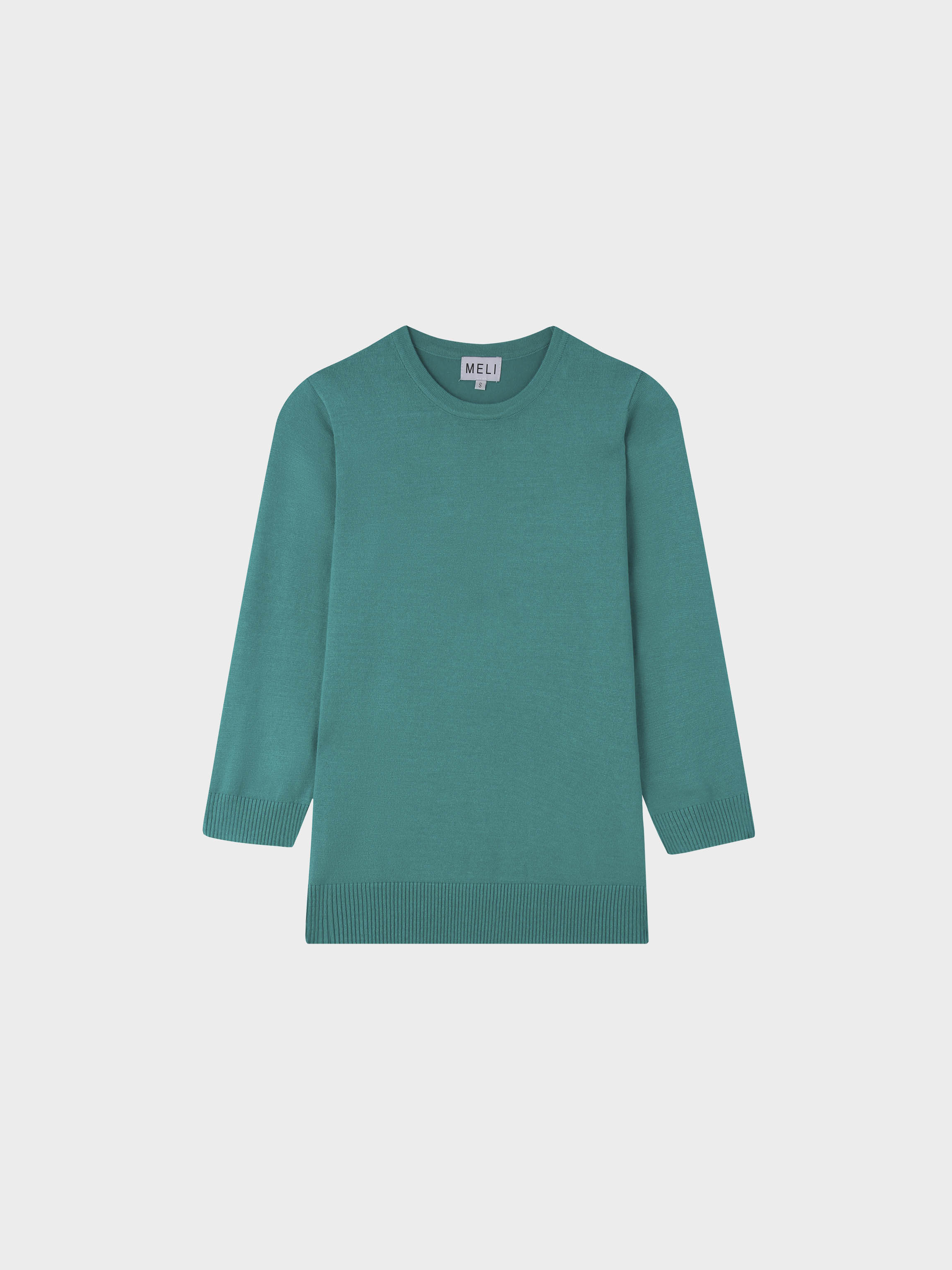 Basic Crew Sweater 3Q-Turquoise