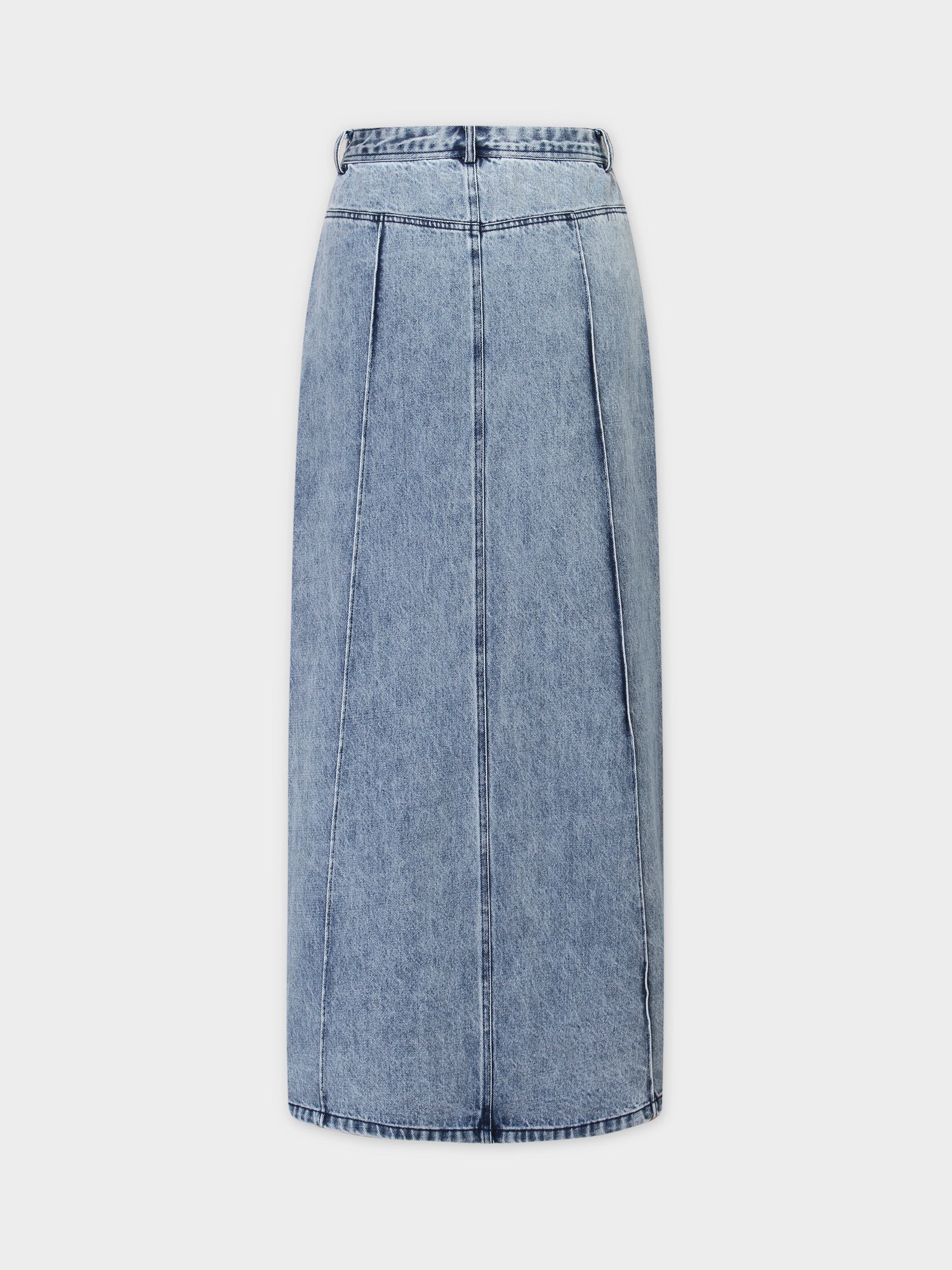 Denim Seamed Skirt-Blue