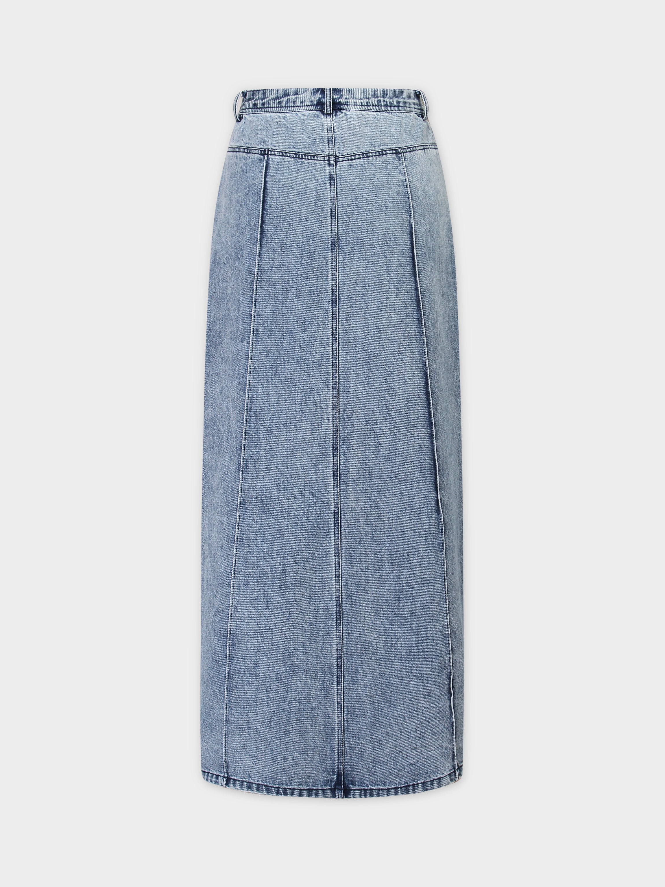 Denim Seamed Skirt-Blue