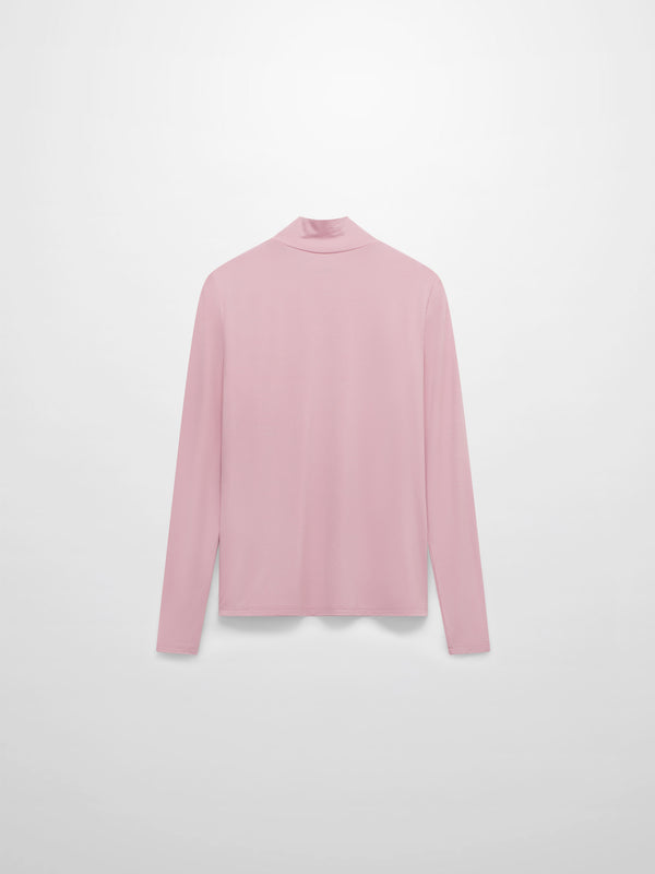 Modal Turtleneck Long Sleeve-Rose Pink