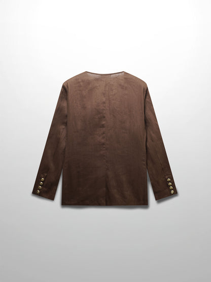 Linen Blazer-Brown