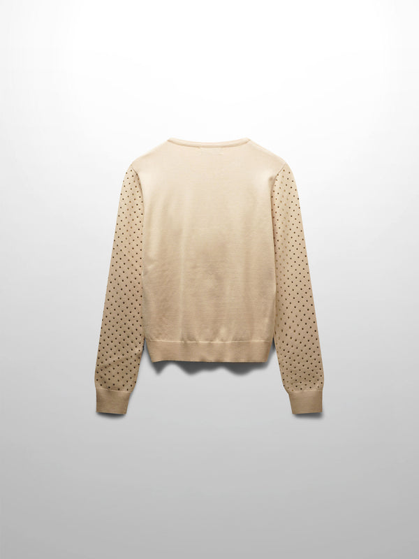 Stone Embellished Crew Cardigan-Vanilla