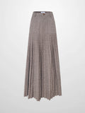 Pleat Bottom Yoke Skirt - Brown/Tan