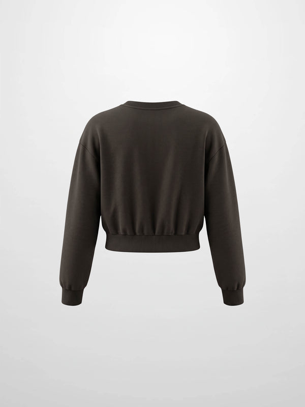 Lightweight Crop Sweatshirt - Brown
