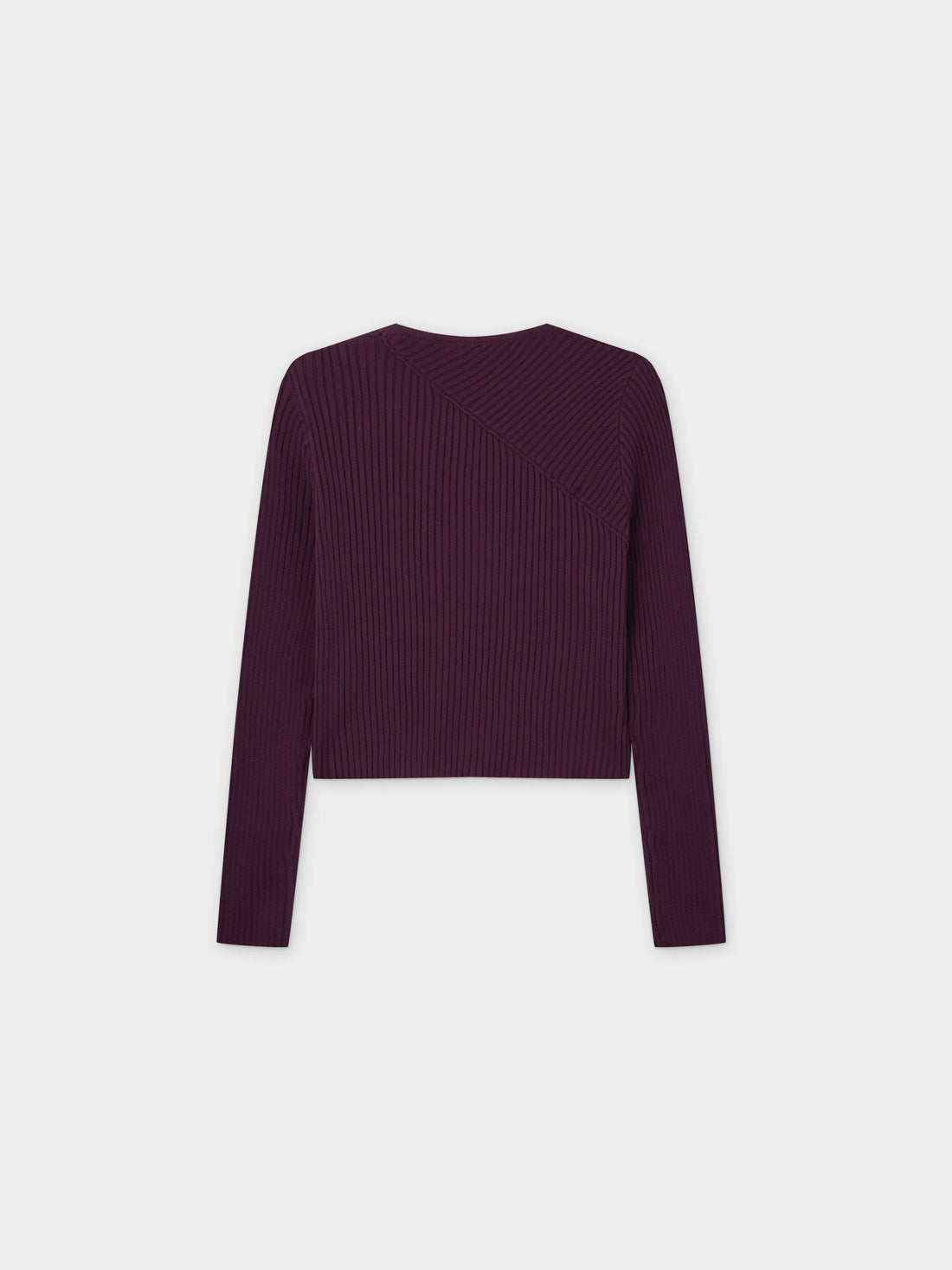 V Bottom Crop Sweater-Burgundy