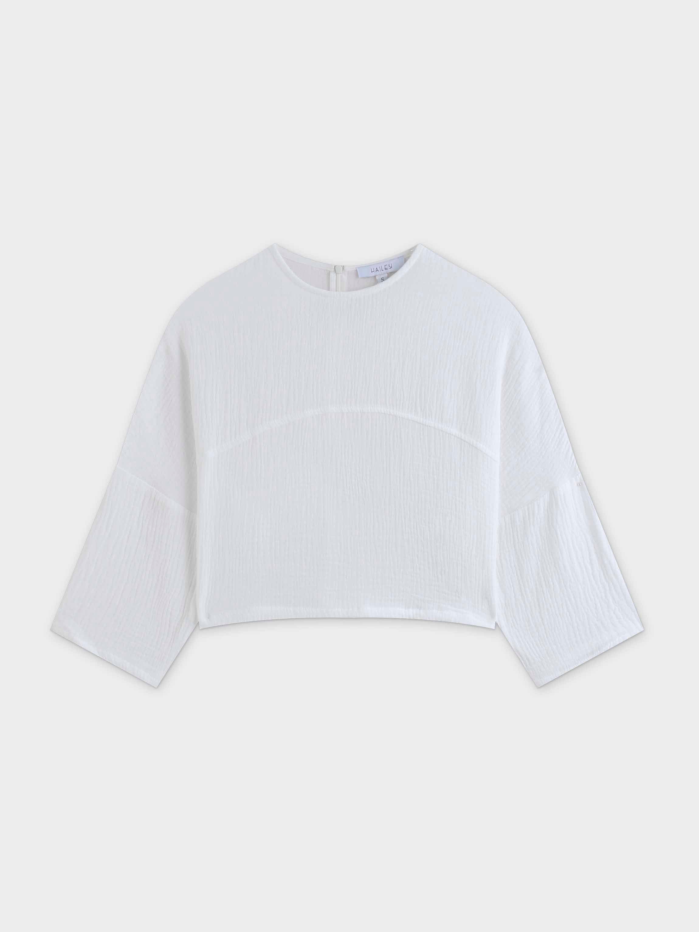 Gauze Crop Top-Ivory