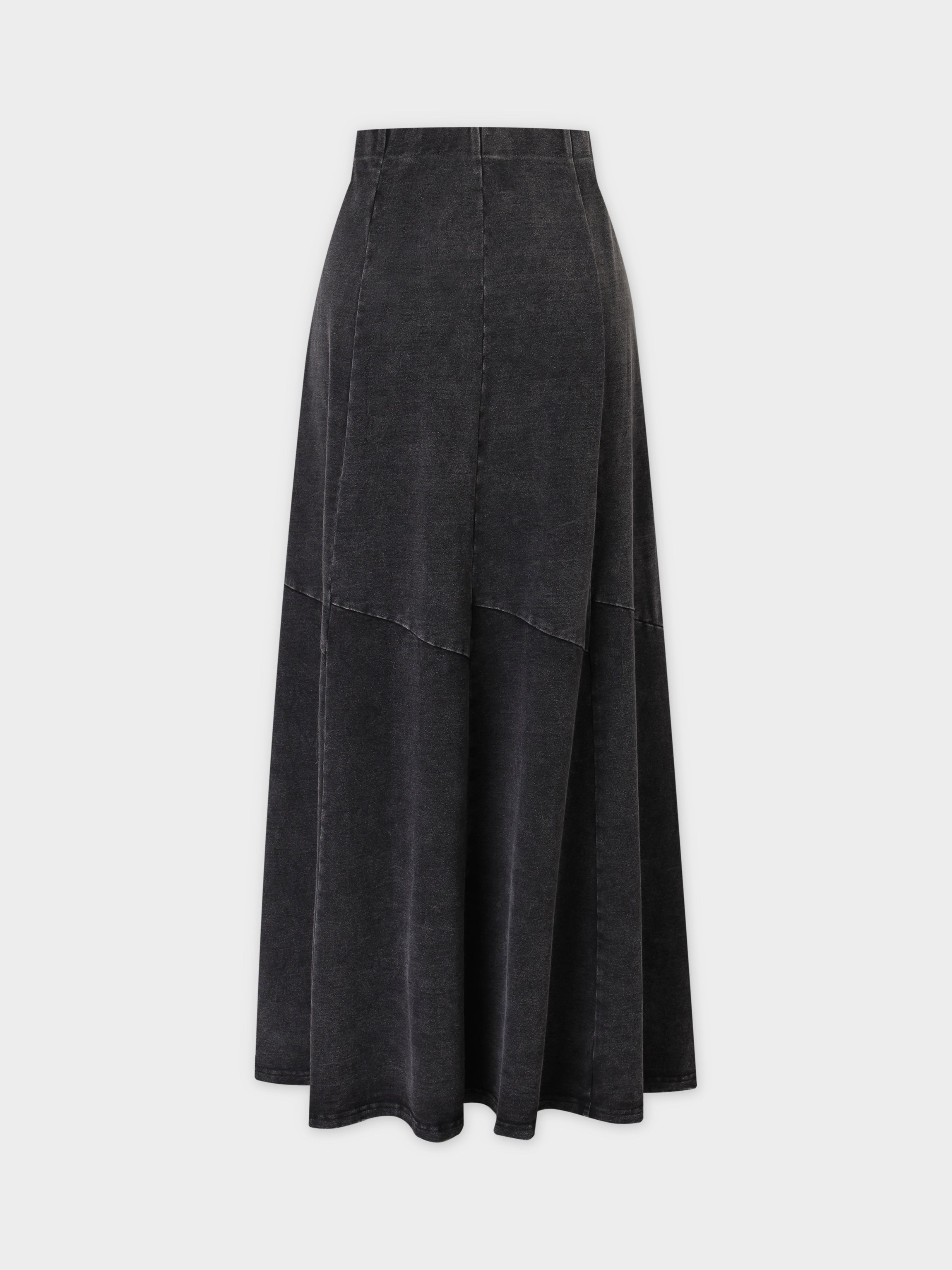 Washed T-Shirt Trumpet Skirt-Black