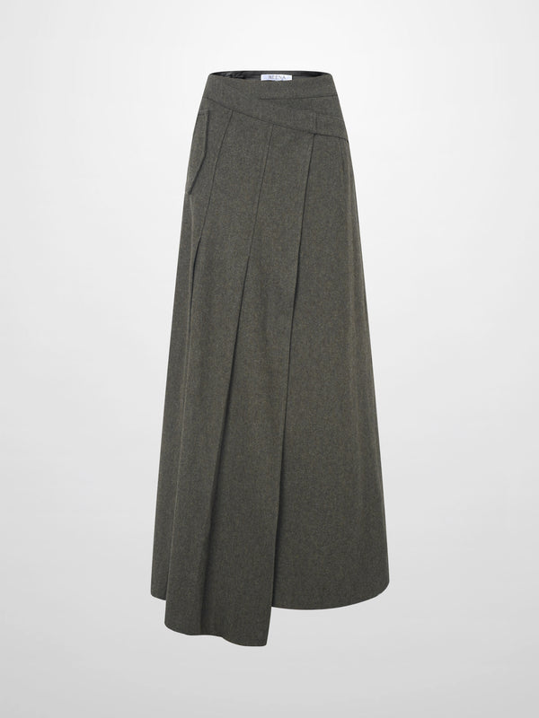 Buckle Pleat Skirt - Green