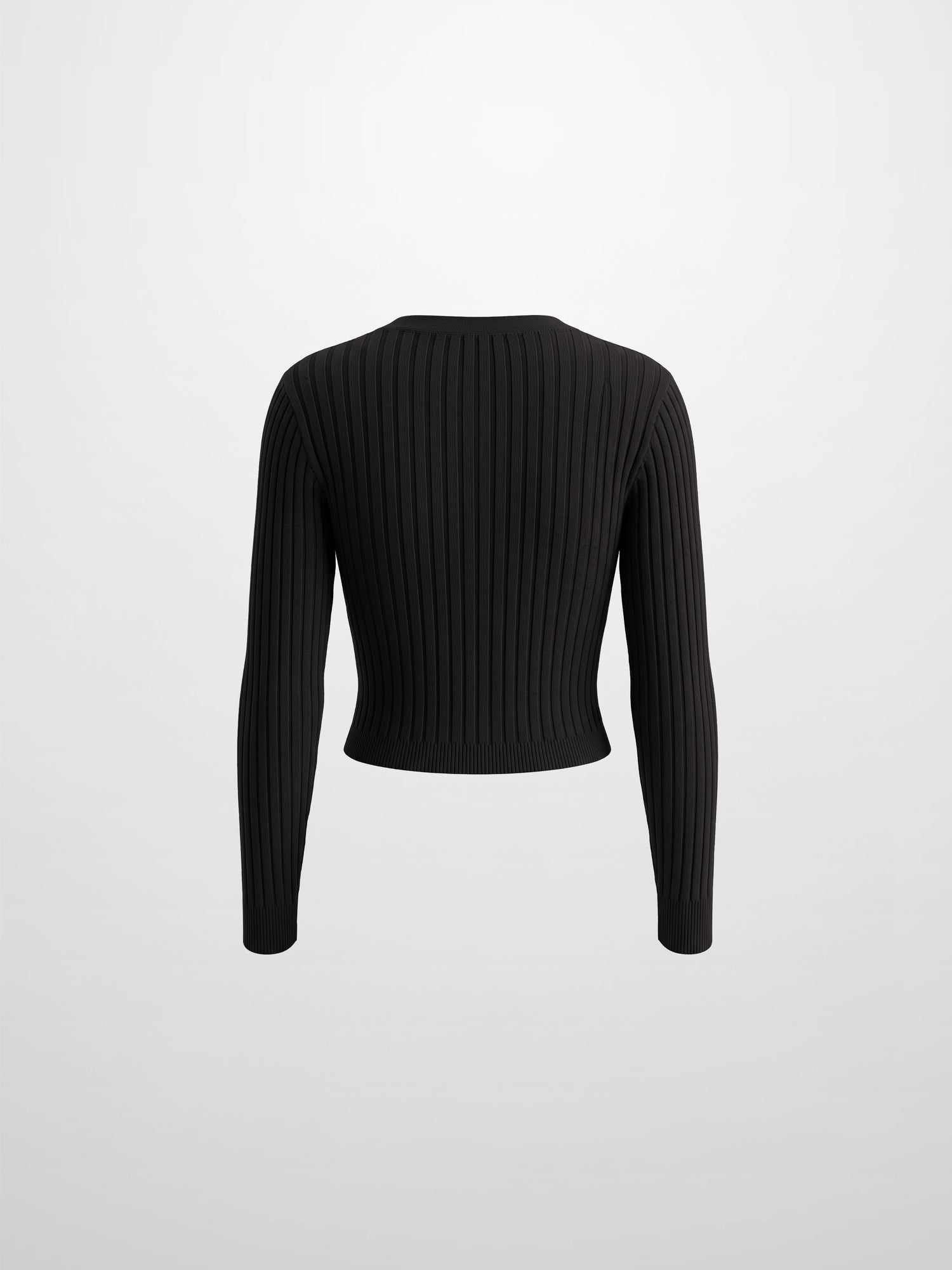 Lightweight Ribbed Cardigan 17" - Black