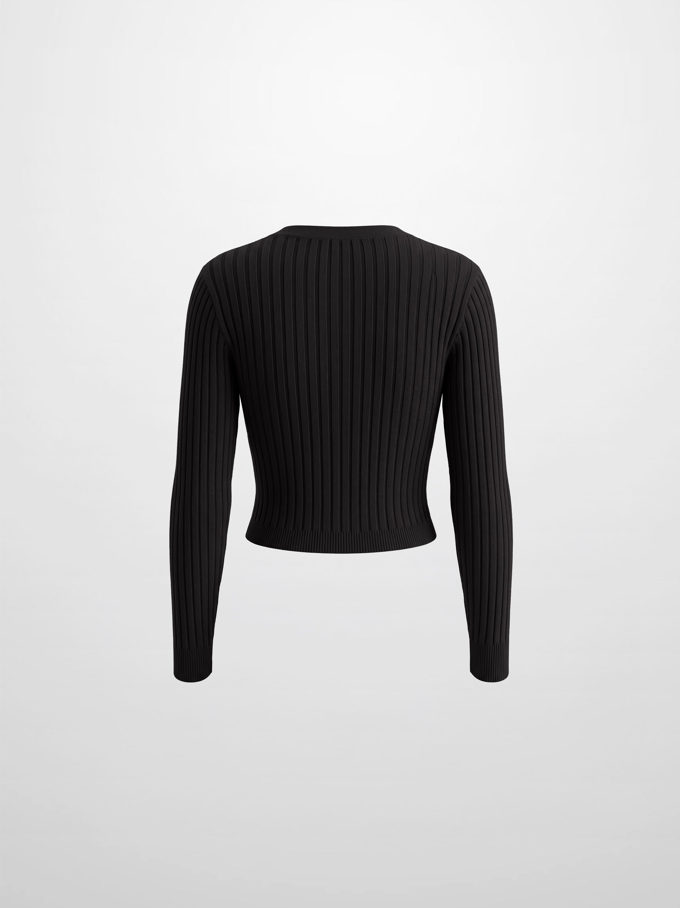 Lightweight Ribbed Cardigan 17" - Black