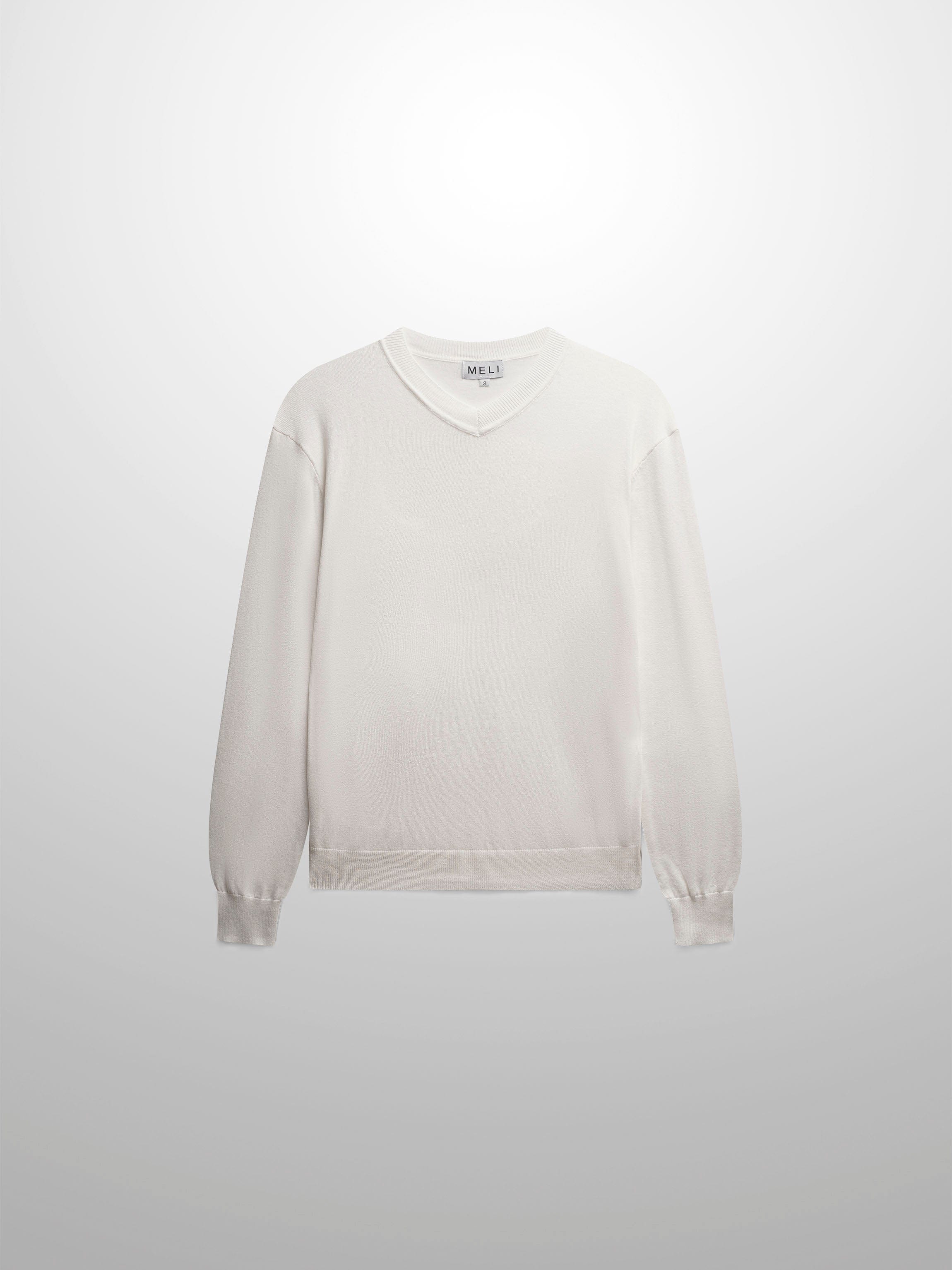 High V Lightweight Sweater-White