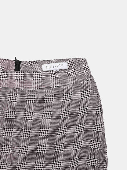 Houndstooth Pleat bottom Skirt-Black/White
