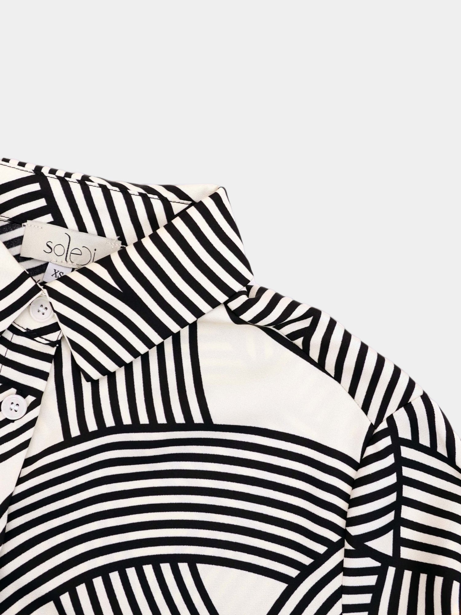 Button Down Print Blouse-Geometric Lines