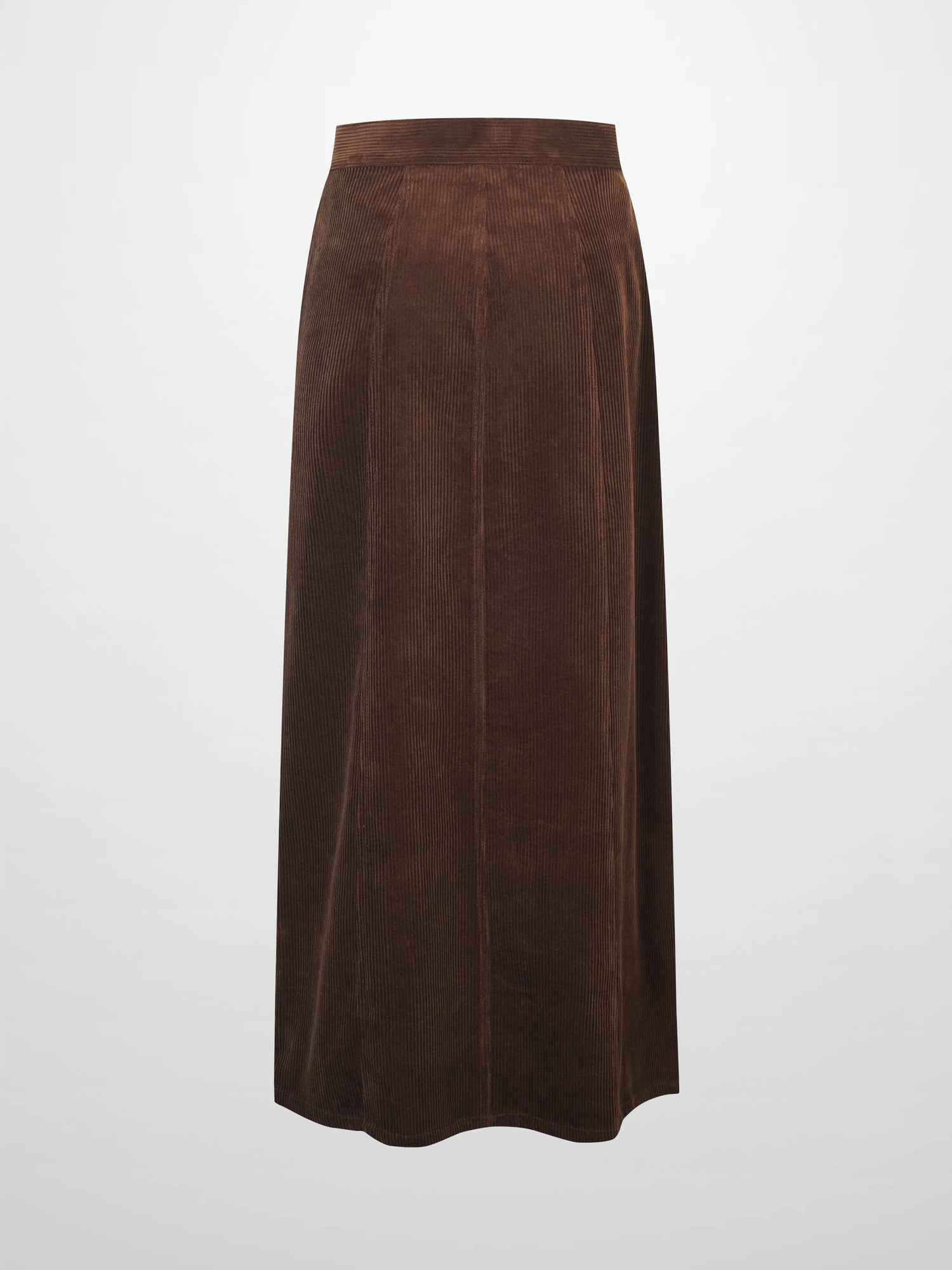 Button Down A-Line Corduroy Skirt-Dark Brown