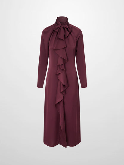 Center Ruffle Dress - Wine