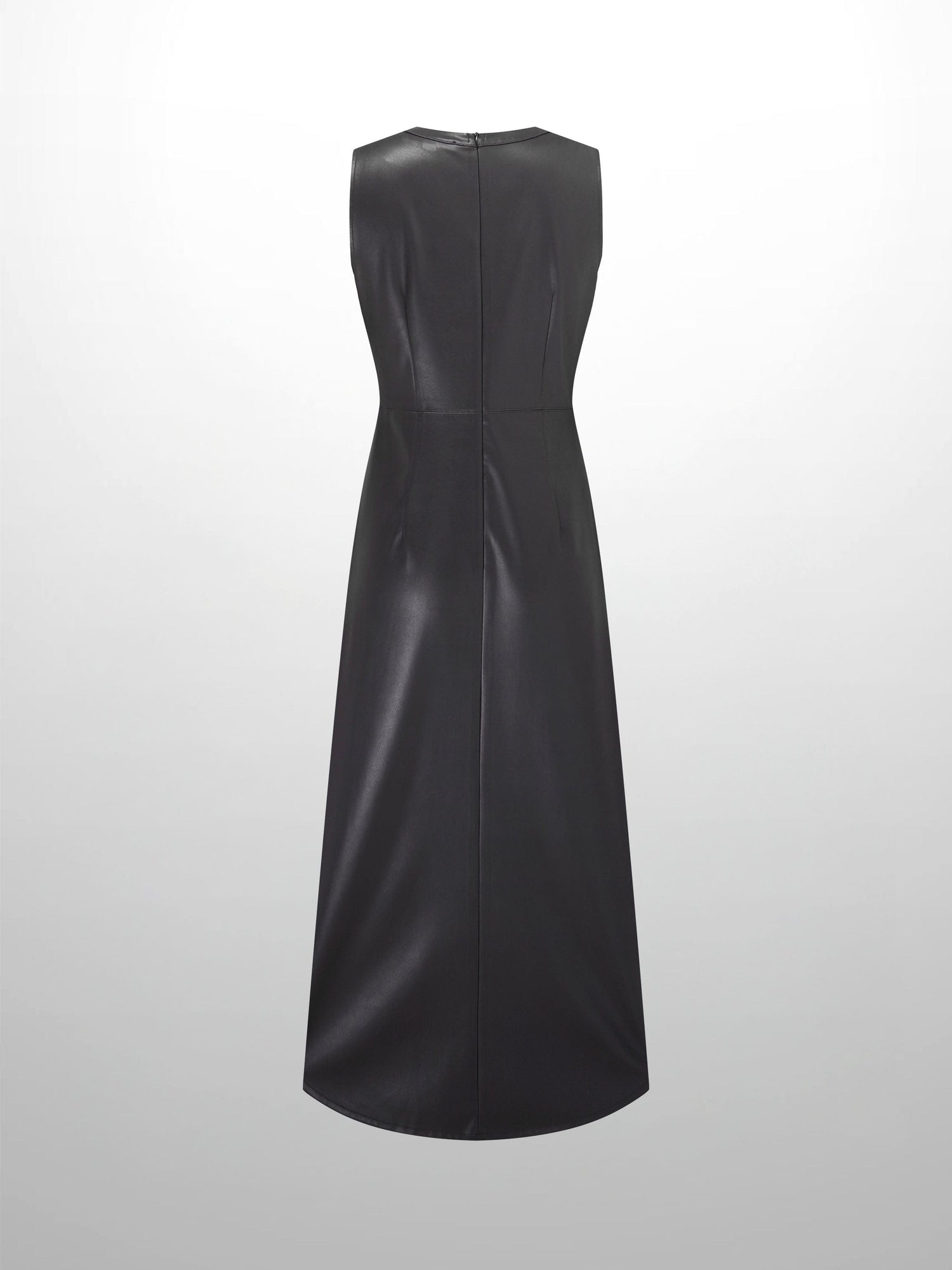 Faux Leather Seamed Jumper - Black