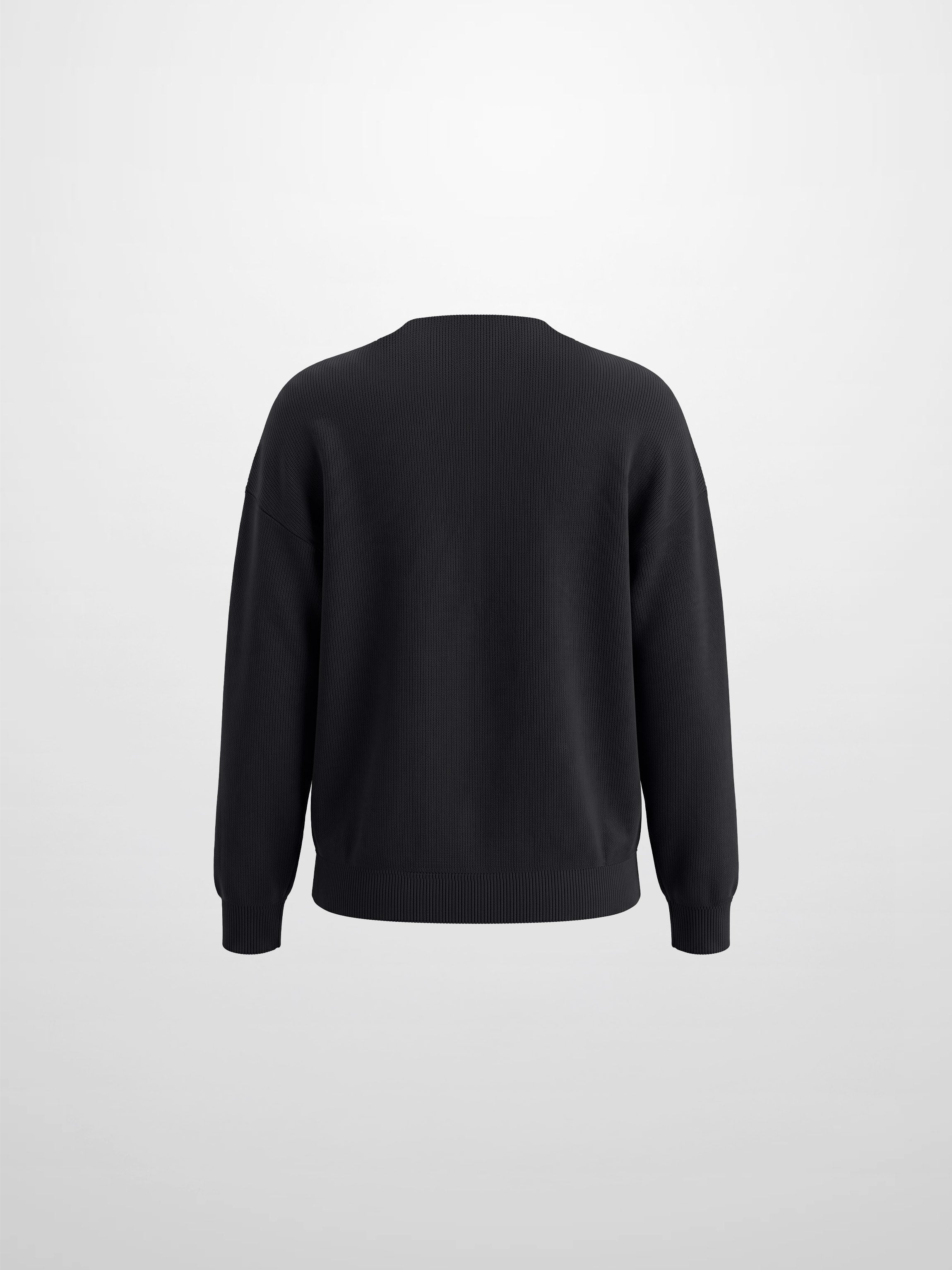 Thin Knit Center Cable Sweater - Black