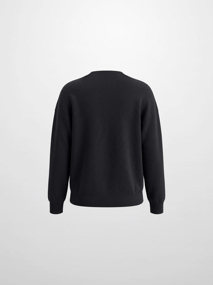 Thin Knit Center Cable Sweater - Black