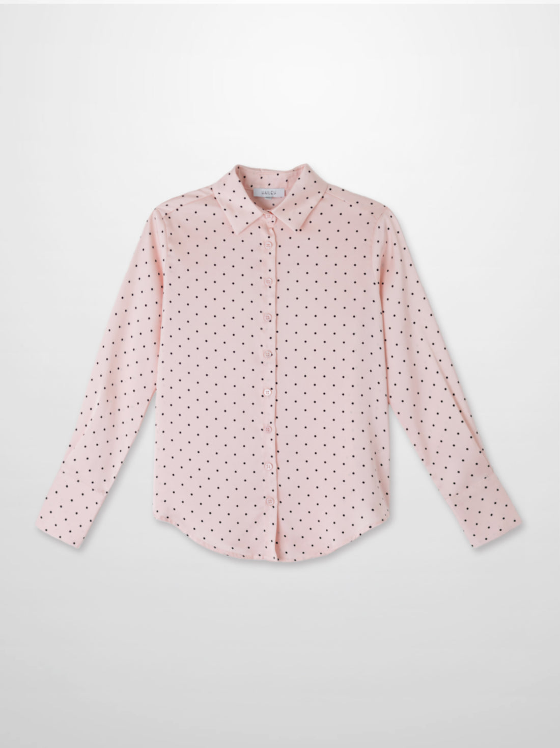 Oversized Satin Blouse-Pink Small Polka Dot