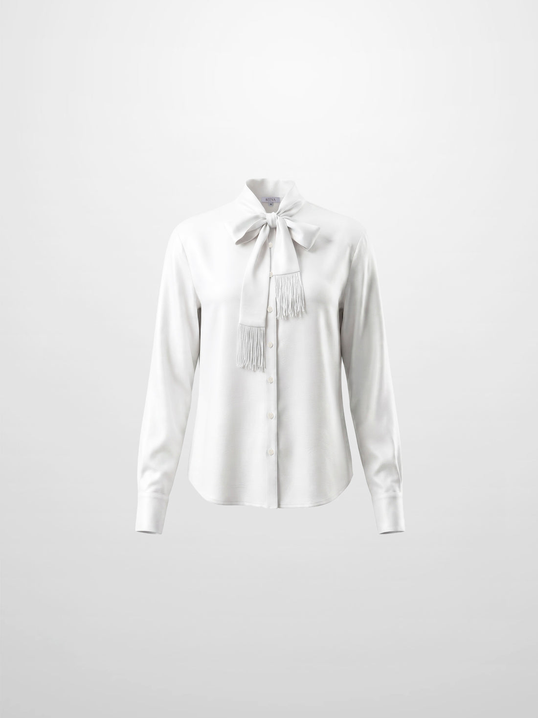Fringe Bow Blouse-White