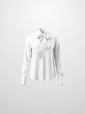 Fringe Bow Blouse-White