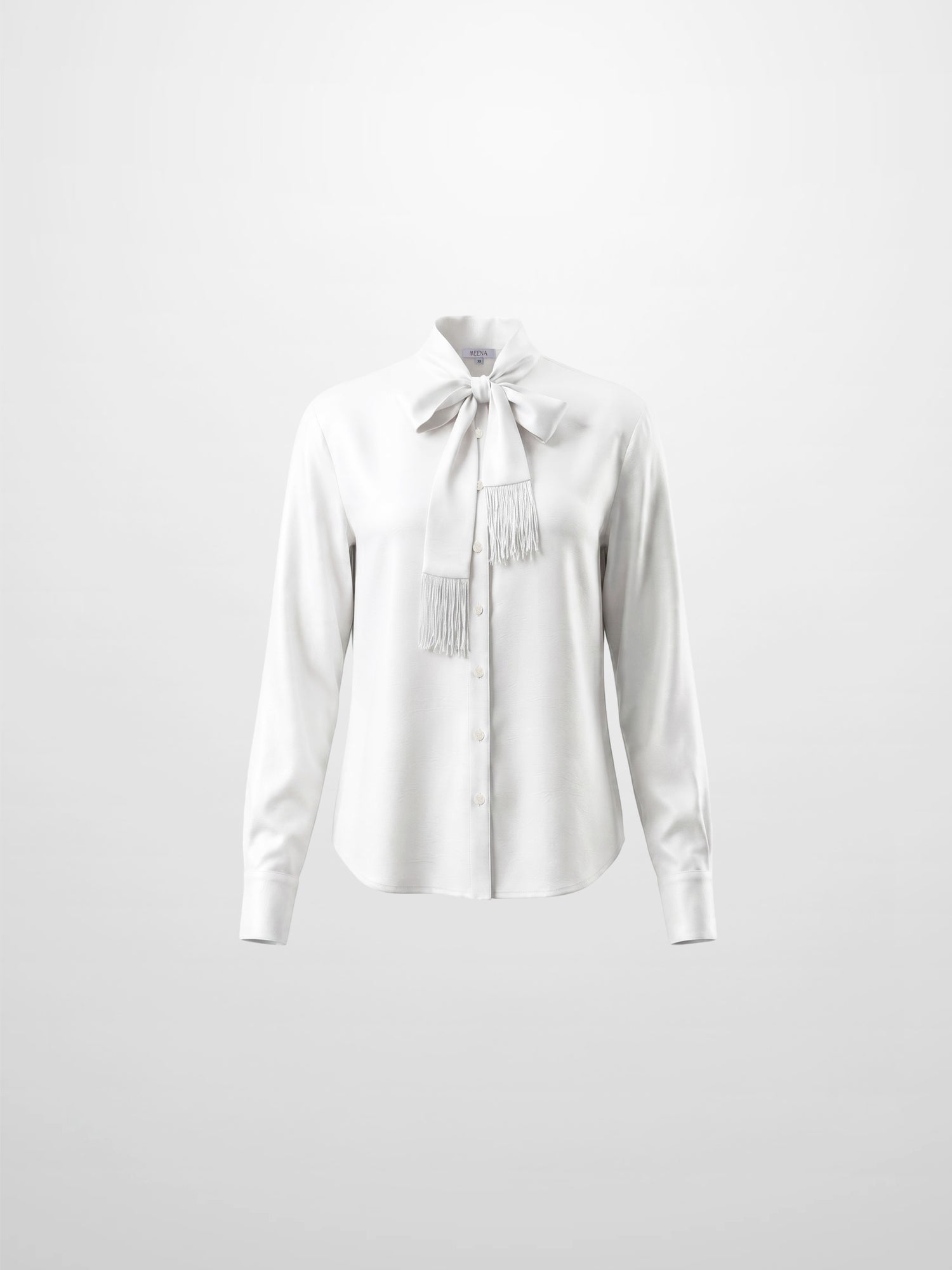 Fringe Bow Blouse-White