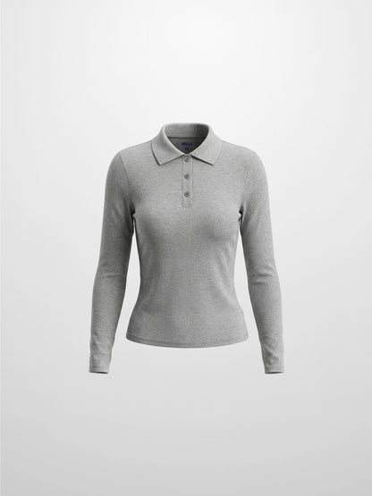 Heathered Collared Tee-Grey