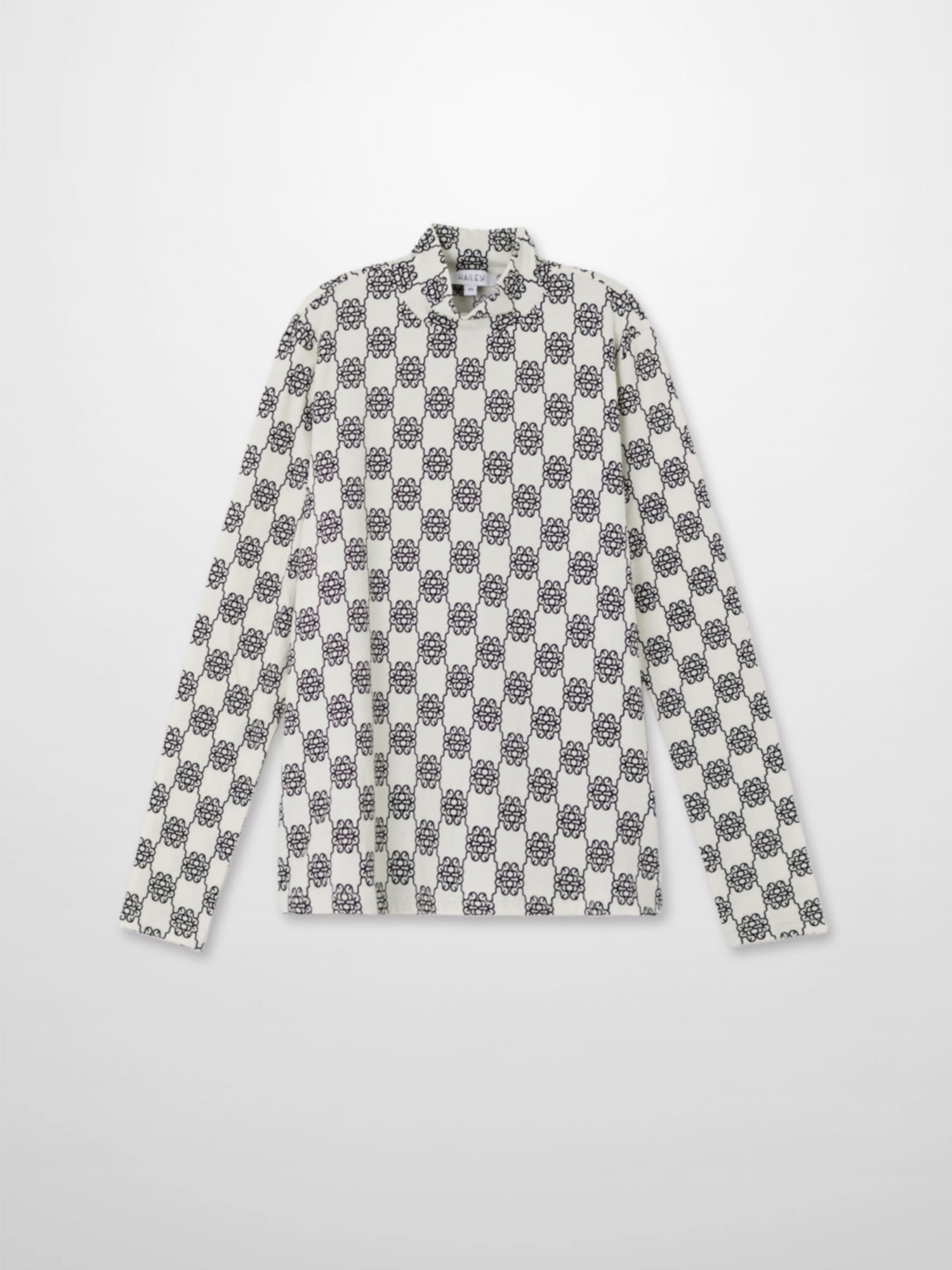 Boxy Printed Modal Turtleneck-Floral Vines White