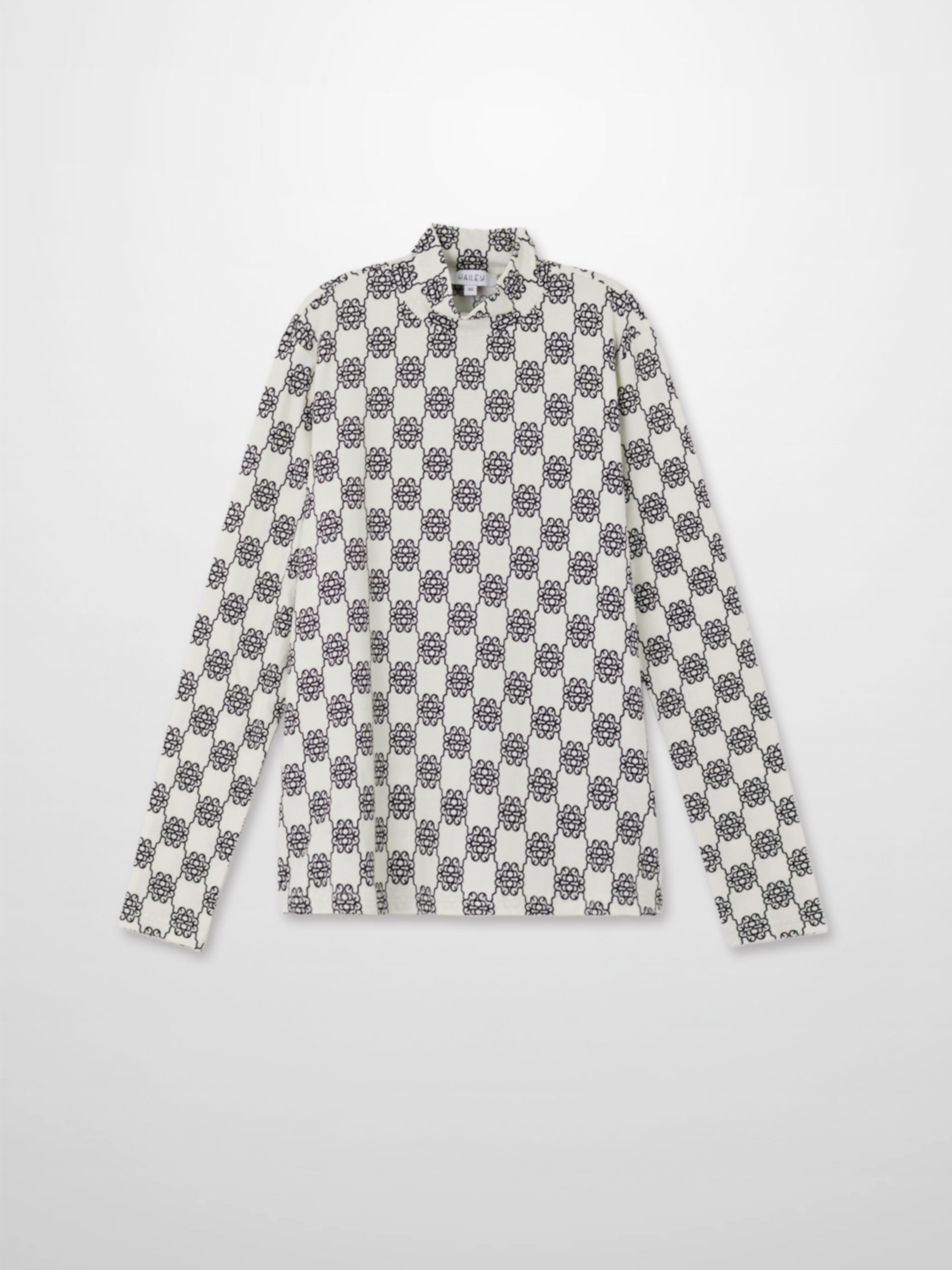 Boxy Printed Modal Turtleneck-Floral Vines White