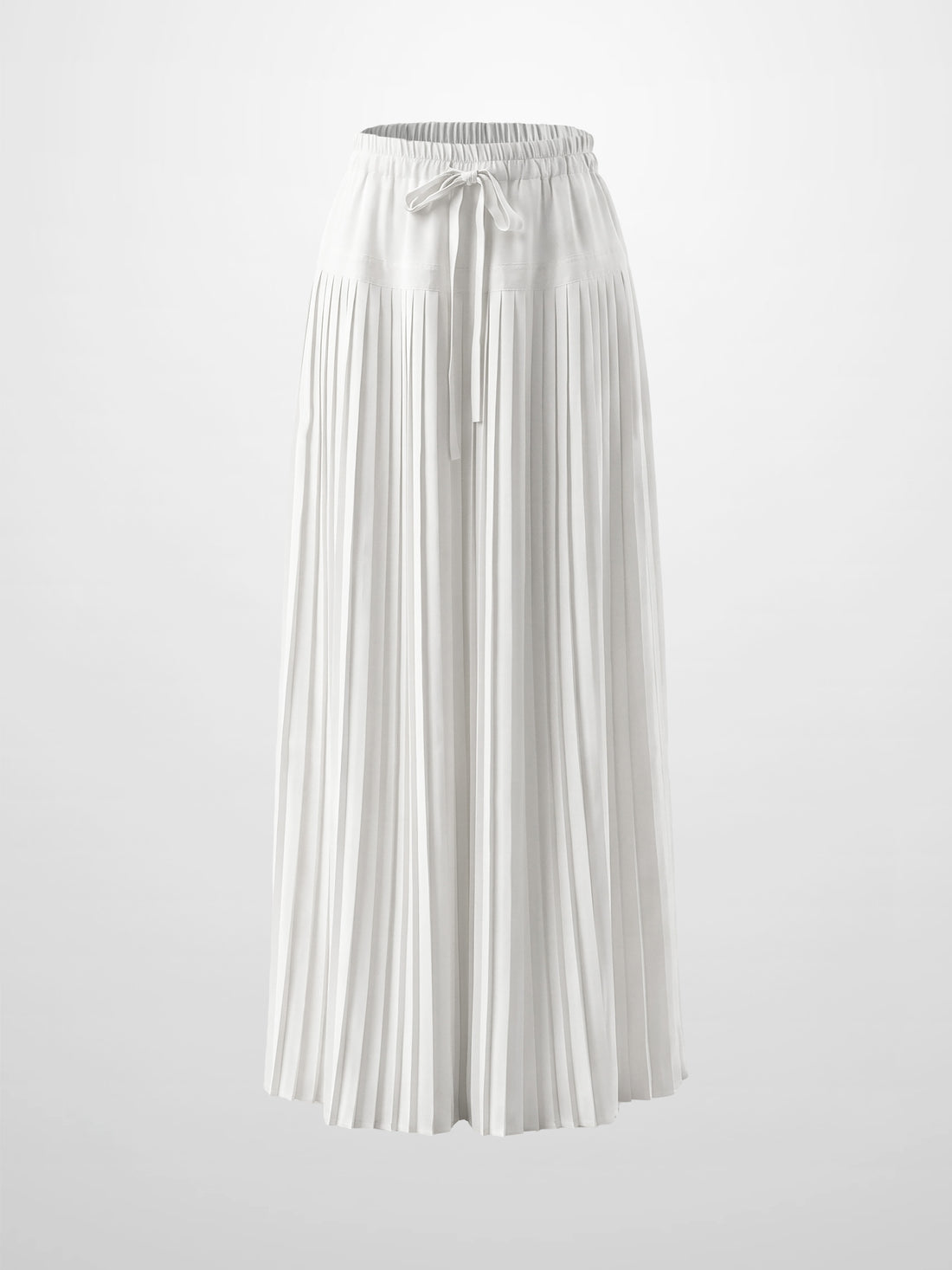 Chiffon Drop Waist Pleat Skirt-White